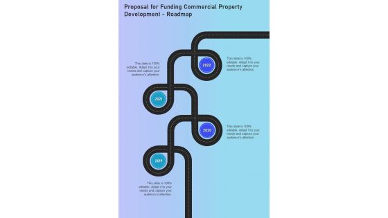 Proposal For Funding Commercial Property Development Roadmap One Pager Sample Example Document