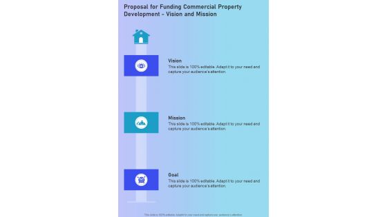 Proposal For Funding Commercial Property Vision And Mission One Pager Sample Example Document