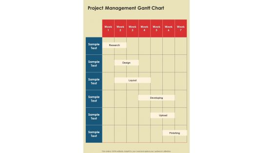 Proposal For Graphic Design Project Management Gantt Chart One Pager Sample Example Document