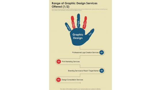 Proposal For Graphic Range Of Graphic Design Services Offered One Pager Sample Example Document