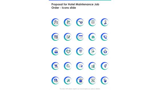 Proposal For Hotel Maintenance Job Order Icons Slide One Pager Sample Example Document