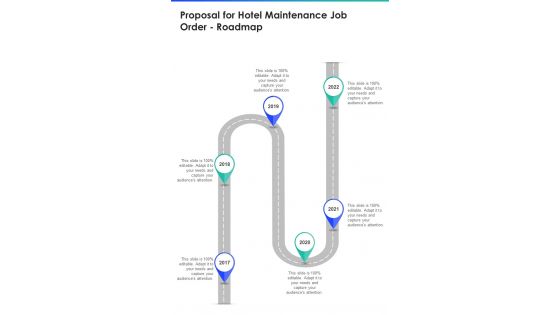 Proposal For Hotel Maintenance Job Order Roadmap One Pager Sample Example Document