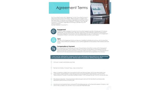 Proposal For Human Resource Outsourcing For Agreement Terms One Pager Sample Example Document