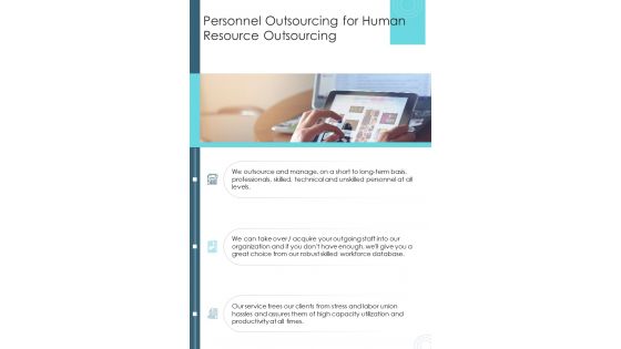 Proposal For Human Resource Outsourcing For Personnel Outsourcing One Pager Sample Example Document