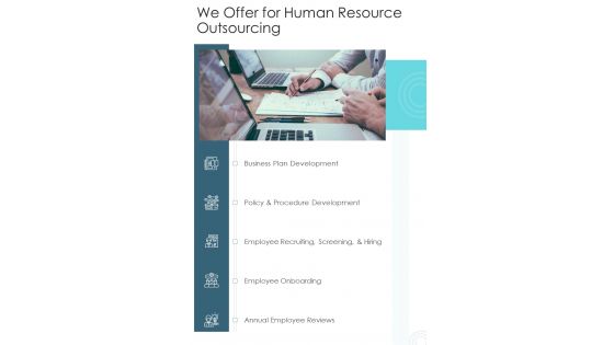 Proposal For Human Resource We Offer For Human Resource Outsourcing One Pager Sample Example Document