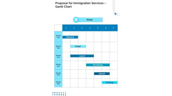 Proposal For Immigration Services Gantt Chart One Pager Sample Example Document