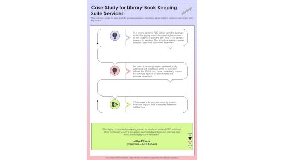 Proposal For Library Book For Case Study One Pager Sample Example Document