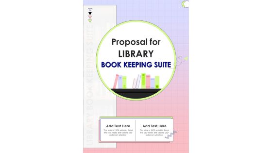 Proposal For Library Book Keeping Suite Cover Page One Pager Sample Example Document