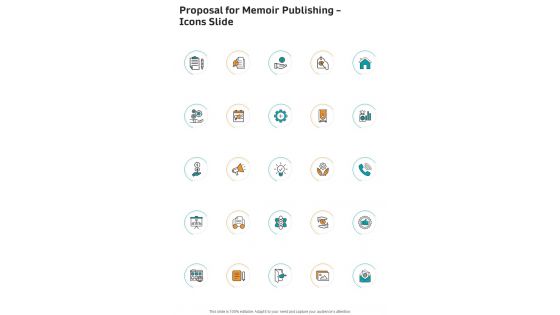 Proposal For Memoir Publishing Icons Slide One Pager Sample Example Document