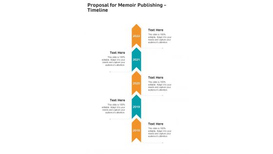 Proposal For Memoir Publishing Timeline One Pager Sample Example Document