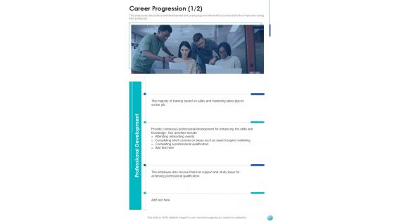 Proposal For New Job Position Career Progression One Pager Sample Example Document