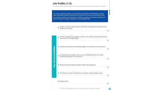 Proposal For New Job Position Job Profile One Pager Sample Example Document
