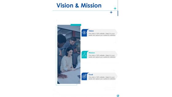 Proposal For New Job Position Vision And Mission One Pager Sample Example Document