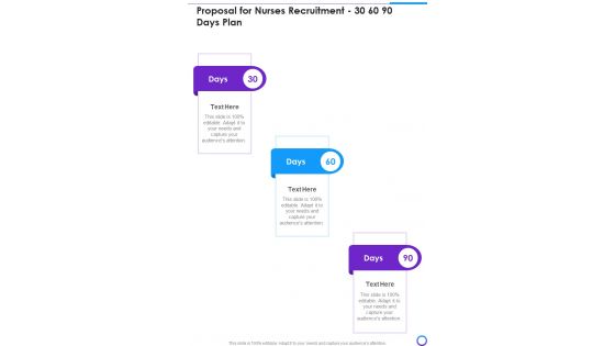 Proposal For Nurses Recruitment 30 60 90 Days Plan One Pager Sample Example Document