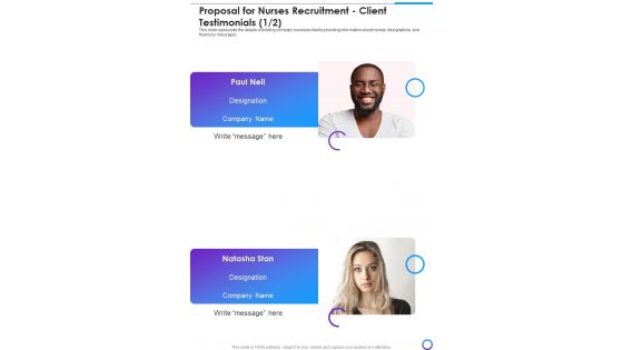 Proposal For Nurses Recruitment Client Testimonials One Pager Sample Example Document