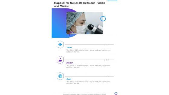 Proposal For Nurses Recruitment Vision And Mission One Pager Sample Example Document