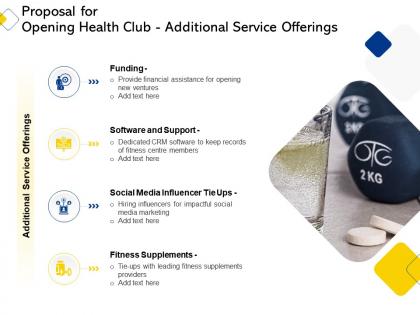 Proposal for opening health club additional service offerings ppt powerpoint themes