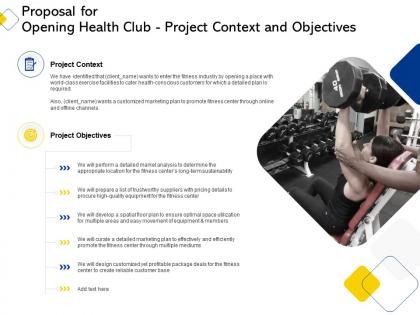 Proposal for opening health club project context and objectives ppt powerpoint slide