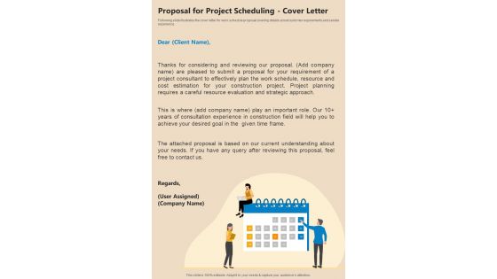 Proposal For Project Scheduling Cover Letter One Pager Sample Example Document