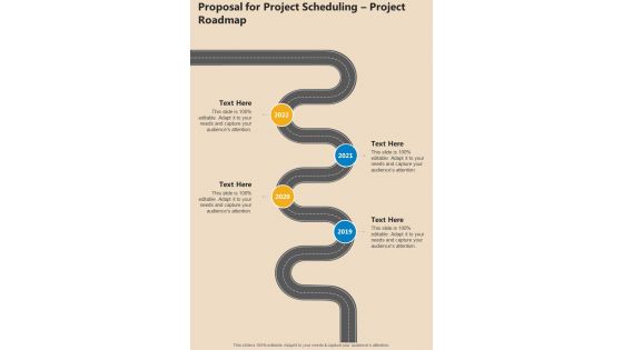 Proposal For Project Scheduling Project Roadmap One Pager Sample Example Document