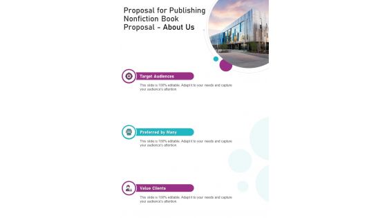Proposal For Publishing Nonfiction Book Proposal About Us One Pager Sample Example Document