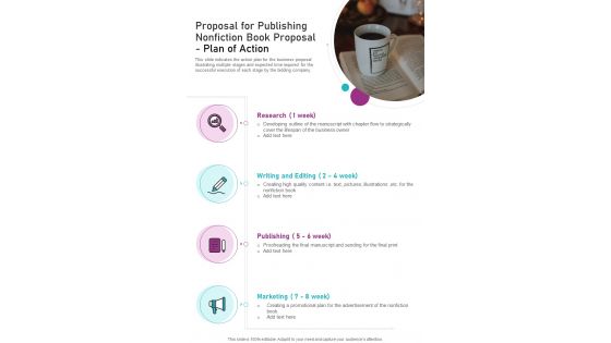 Proposal For Publishing Nonfiction Book Proposal Plan Of Action One Pager Sample Example Document