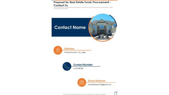 Proposal For Real Estate Funds Procurement Contact Us One Pager Sample Example Document
