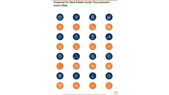 Proposal For Real Estate Funds Procurement Icons Slide One Pager Sample Example Document
