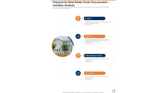Proposal For Real Estate Funds Procurement Location Analysis One Pager Sample Example Document