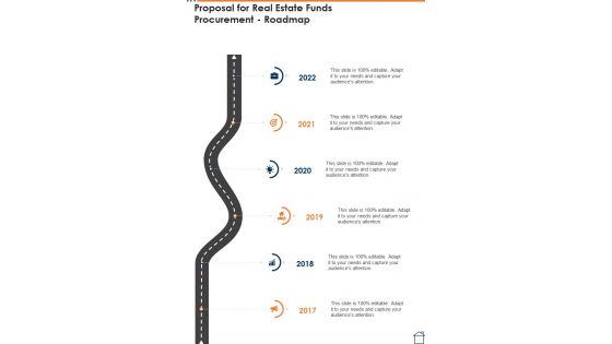 Proposal For Real Estate Funds Procurement Roadmap One Pager Sample Example Document