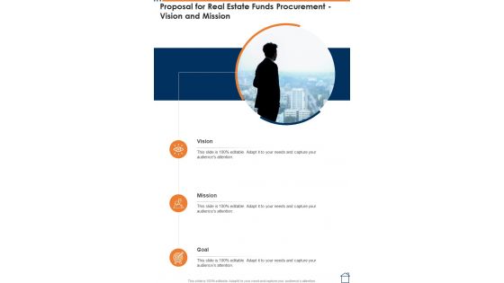 Proposal For Real Estate Funds Procurement Vision And Mission One Pager Sample Example Document