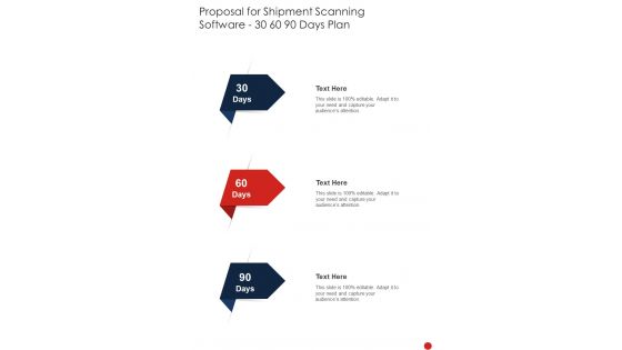 Proposal For Shipment Scanning Software 30 60 90 Days Plan One Pager Sample Example Document