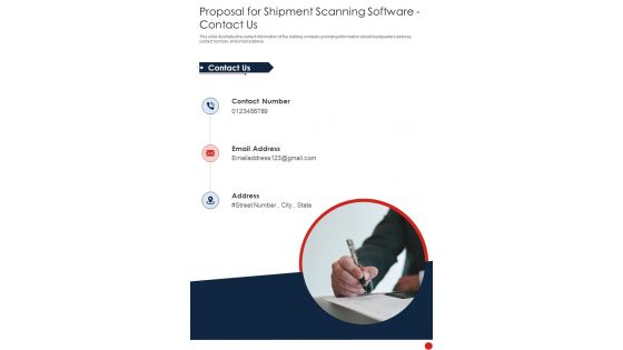 Proposal For Shipment Scanning Software Contact Us One Pager Sample Example Document