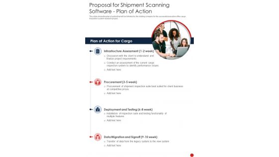 Proposal For Shipment Scanning Software Plan Of Action One Pager Sample Example Document