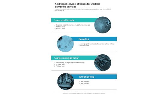 Proposal For Workers Commute Additional Service Offerings For Workers One Pager Sample Example Document