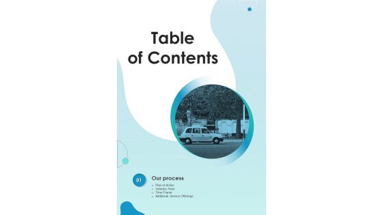 Proposal For Workers Commute For Table Of Contents One Pager Sample Example Document