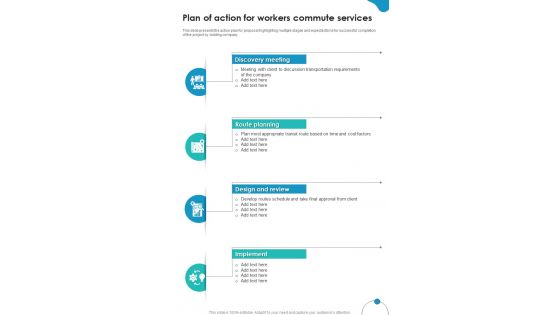 Proposal For Workers Commute Plan Of Action For Workers Commute One Pager Sample Example Document