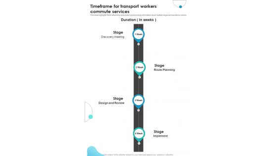 Proposal For Workers Commute Timeframe For Transport Workers One Pager Sample Example Document
