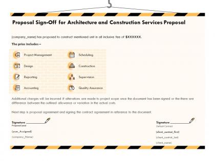 Proposal sign off for architecture and construction services proposal ppt powerpoint file