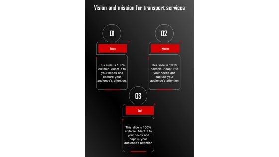 Proposal To Hire Corporate Vision And Mission For Transport Services One Pager Sample Example Document