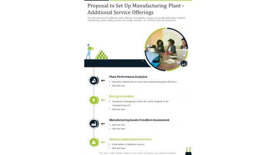 Proposal To Set Up Manufacturing Plant Additional Service Offerings One Pager Sample Example Document