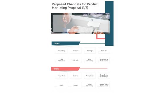 Proposed Channels For Product Marketing Proposal One Pager Sample Example Document