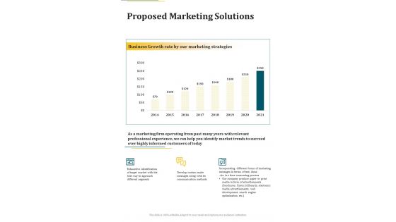 Proposed Marketing Solutions One Pager Sample Example Document