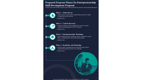 Proposed Program Phases For Entrepreneurship Skill Development One Pager Sample Example Document