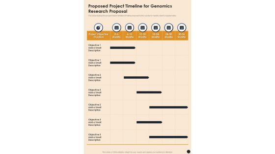 Proposed Project Timeline For Genomics Research Proposal One Pager Sample Example Document