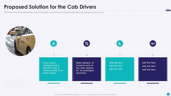 Proposed solution drivers taxi aggregator investor funding elevator pitch deck
