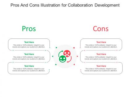 Pros and cons illustration for collaboration development infographic template