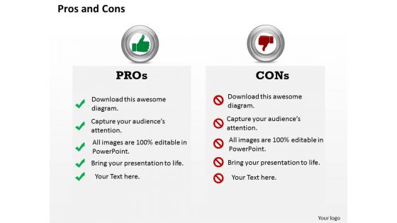 Pros and cons powerpoint template slide
