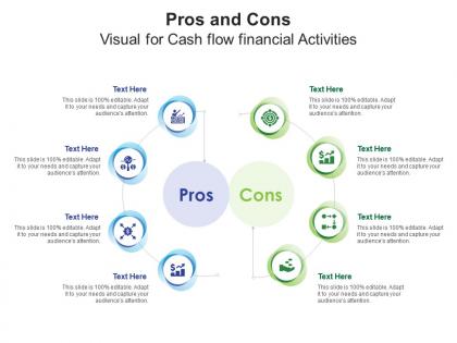 Pros and cons visual for cash flow financial activities infographic template
