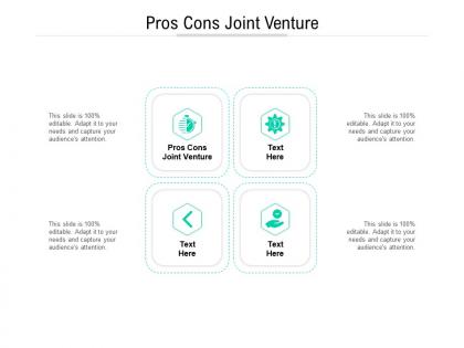 Pros cons joint venture ppt powerpoint presentation infographics icon cpb